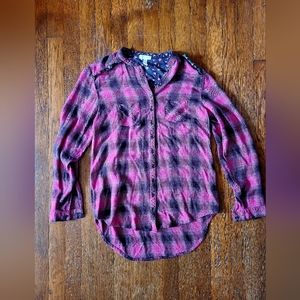 Matilda Jane Pink Plaid Button-Up Shirt